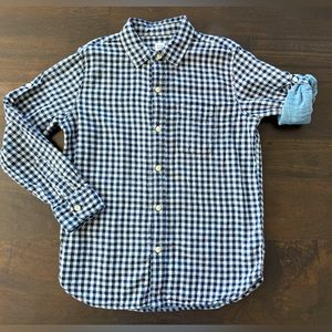 GAP boys large (10) Navy Gingham plaid button down